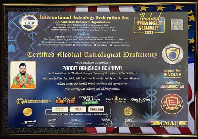 Awards & Achievements by Pandit Abhishek Acharya Ji