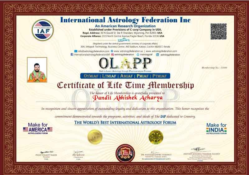 Awards & Achievements by Pandit Abhishek Acharya Ji